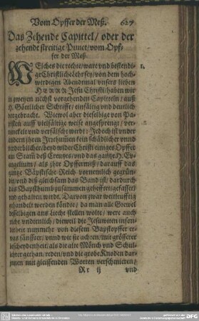 Das Zehende Capittel, oder der zehende streitige Punct, vom Opfer der Meß