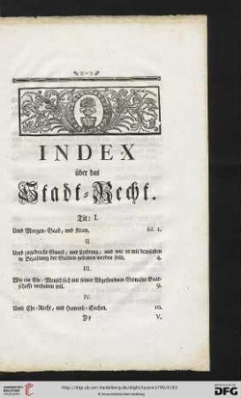 Index über das Stadt-Recht