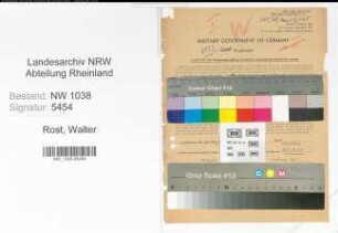 Entnazifizierung Walter Rost , geb. 14.04.1911 (Lehrer)