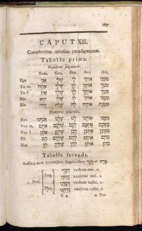 Caput XII. Complectitur tabellas paradigmatum.