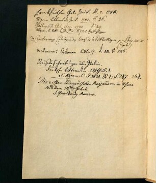 Handschriftliche Buchtitel und Notizen