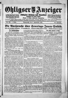 Ohligser Anzeiger : Ohligser Zeitung und Tageblatt ; einzige in Ohligs erscheinende Tageszeitung