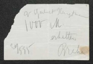 Dokument von Gerhart Hauptmann an Otto Brahm