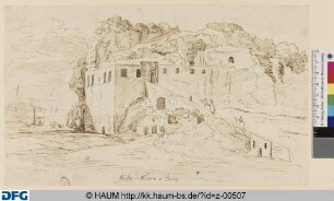Felsenschloß an der Küste, mit der Unterschrift: "Stuffa di Nerone à Baia"
