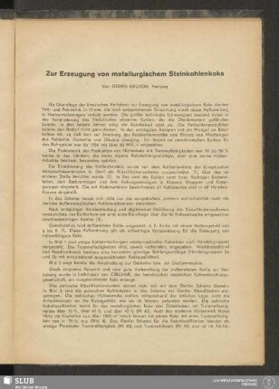 Zur Erzeugung von metallurgischem Steinkohlenkoks