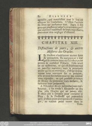 Chapitre XIII. Distinctions de jours, & autres Misteres des Oracles.