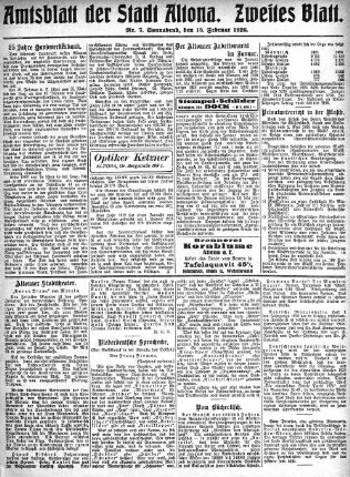 Nummer 7. Zweites Blatt. : Sonnabend, den 13. Februar 1926