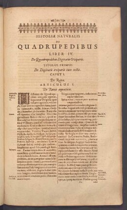 Liber IV. De Quadrupedibus Digitatis Oviparis.