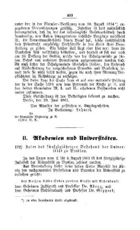 Feier des fünfzigjährigen Bestehens der Universität zu Breslau : [II. Akademien und Universitäten]