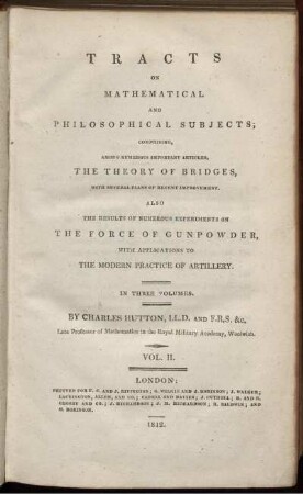 Vol. 2: Tracts on mathematical and philosophical subjects; In three volumes. Vol. 2