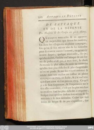 De L'Attaque Et De La Défense Des Maisons & des Censes en plein champ.