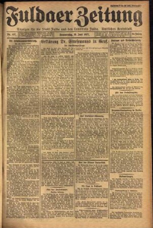 Erste Ausgabe vom Donnerstag, den 16. Juni 1927.