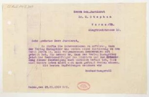 Brief an Karl Stephan : 29.02.1924