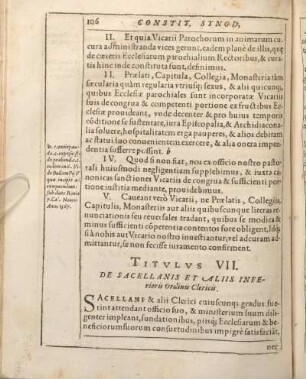 Titvlvs VII. De Sacellanis Et Aliis Inferioris Ordinis Clericis.