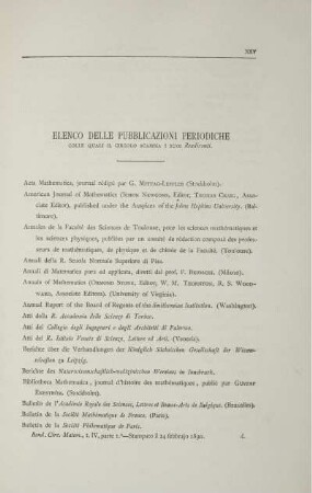 Elenco delle pubblicazioni periodiche.