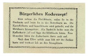 o.Nr.: Bürgerliches Kochrezept! ...