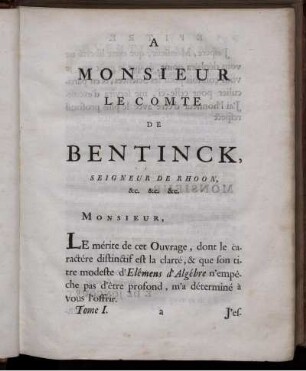 À Monsieur Le Comte De Bentinick.