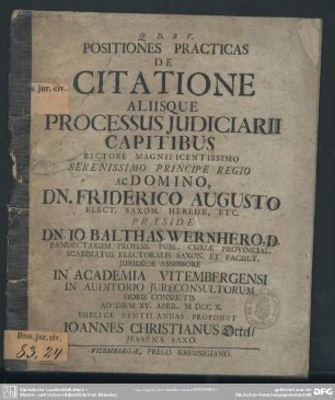 Positiones Practicas De Citatione Aliisque Processus Iudiciarii Capitibus