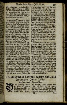 Die Auferstehung, Himmelfahrt Christi, und Sendung des Heiligen Geistes, Nach denen vier Evangelisten. - Von der Sendung des Heiligen Geistes.