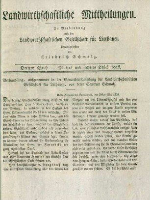 Dritter Band. - Fünftes und sechstes Stück 1828.