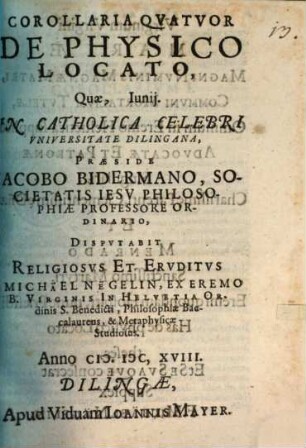 Corollaria Qvatvor De Physico Locato