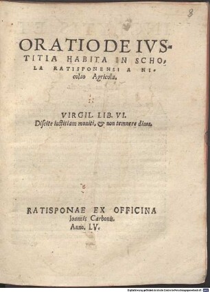 Oratio de iustitia : habita in schola Ratisponensi