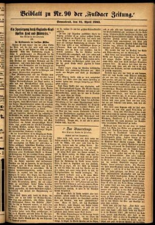 Ausgabe vom Samstag, den 21. April 1883.