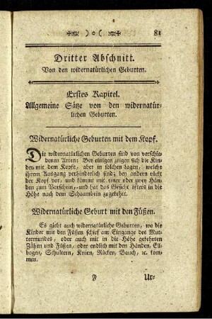 Dritter Abschnitt. Von den widernatürlichen Geburten.
