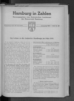 Die Löhne in der Industrie Hamburgs im März 1951