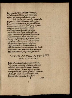 Lydicas Venator: Sive Ioh. Stigelius.