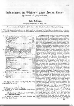 120. Sitzung, Stuttgart, 25.3.1914