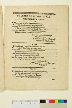 PLAUSUS ADSTITUM ET CAEterorum Amicorum.