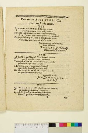 PLAUSUS ADSTITUM ET CAEterorum Amicorum.