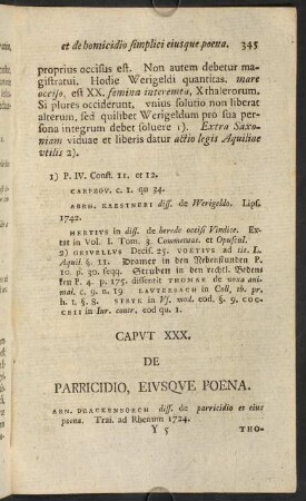 345-357, Caput XXX. De parricidio, eiusque poena. - Caput XXXI. De expositione infantum, eiusque poena.