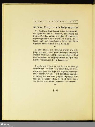 Raoul Auernhaimer: Stücke, Dichter und Schauspieler
