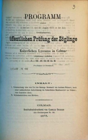 Programm des Lyceums in Colmar : für das Schuljahr ..., 1872/73
