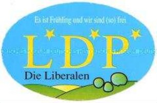 Aufkleber der Liberal-Demokratischen Partei der DDR zur Volkskammerwahl (oder Kommunalwahl) 1990