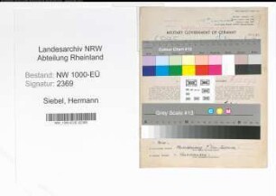 Entnazifizierung Hermann Siebel, geb. 14.11.1898 (Angest.)