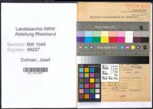 Entnazifizierung Josef Cohnen , geb. 15.04.1893 (Architekt)