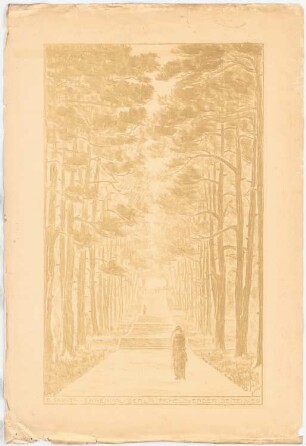 Ehrenmal Pichelswerder, Berlin-Spandau: Perspektivische Ansicht mit Blick in den Seitenweg