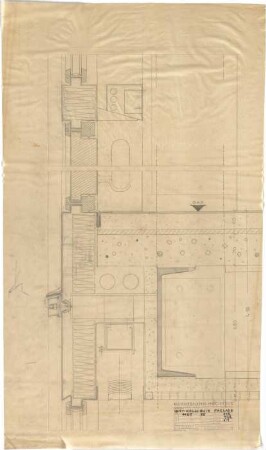 Schneider - Esleben, Paul; Düsseldorf, Berger Allee 25; Mannesmann-Hochhaus, Konzernzentrale der Mannesmann AG, Erweiterung - Fassade (Längsschnitt)