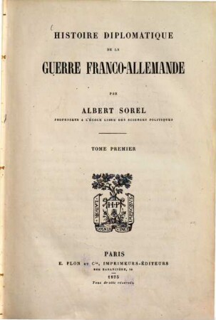Histoire diplomatique de la guerre franco-allemande, 1