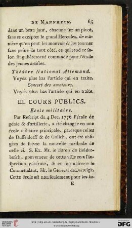 III. Cours publics