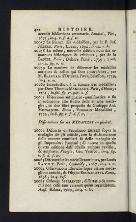 422-423, Dissertations sur les Médailles en général