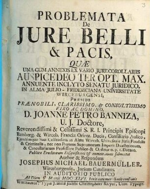 Problemata De Jure Belli & Pacis