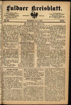 Ausgabe vom Samstag, den 06. Juni 1885.