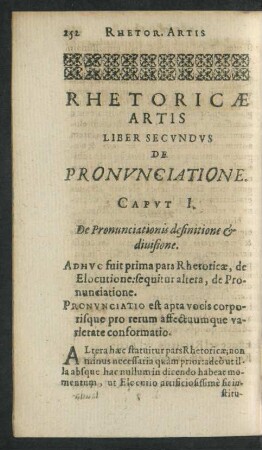 Rhetoricae Artis Liber Secundus De Pronunciatione.