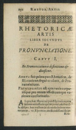 Rhetoricae Artis Liber Secundus De Pronunciatione.