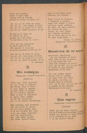 Mis nostalgías : (Repertorio Cicarelli-Nunciato). (Estilo)