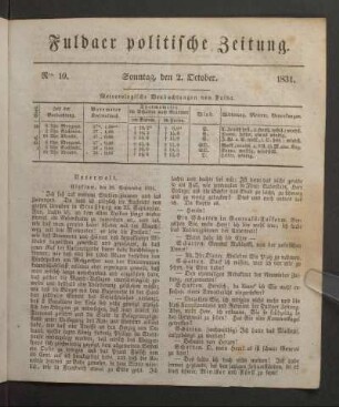 Sonntag, den 2. October. 1831
